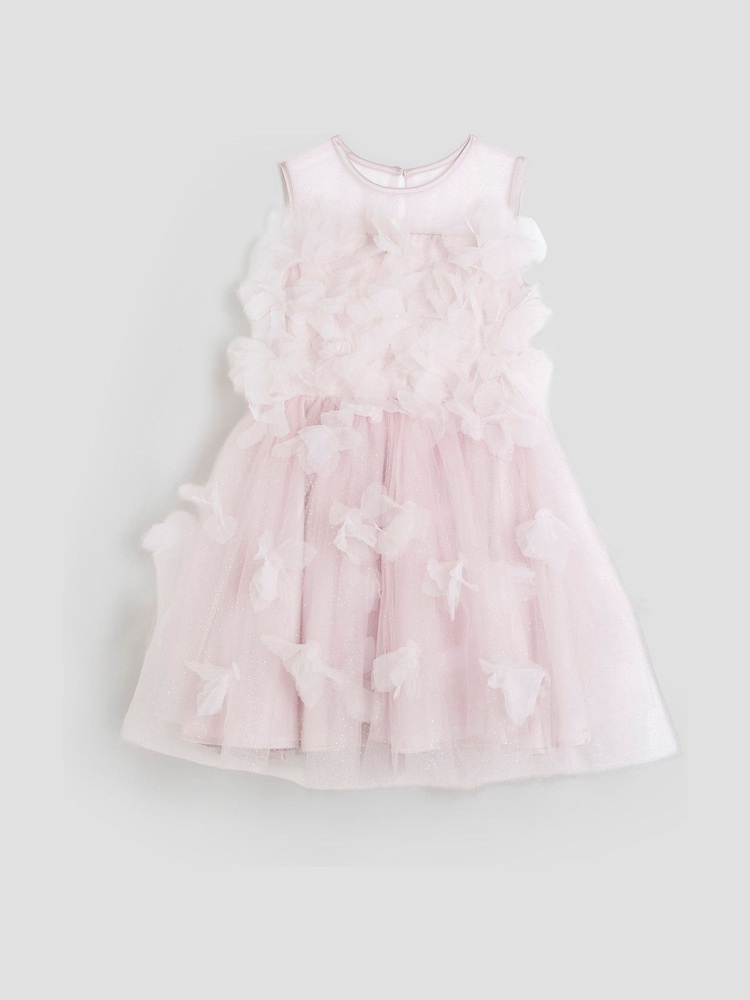 River Island Pink Girls Embellished Prom 100% Cotton Dress - Image 2 of 4