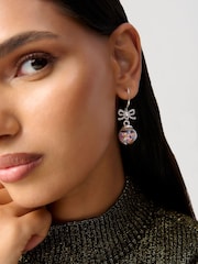 Aela Silver Tone Christmas Shaker Bauble Drop Earrings - Image 3 of 3