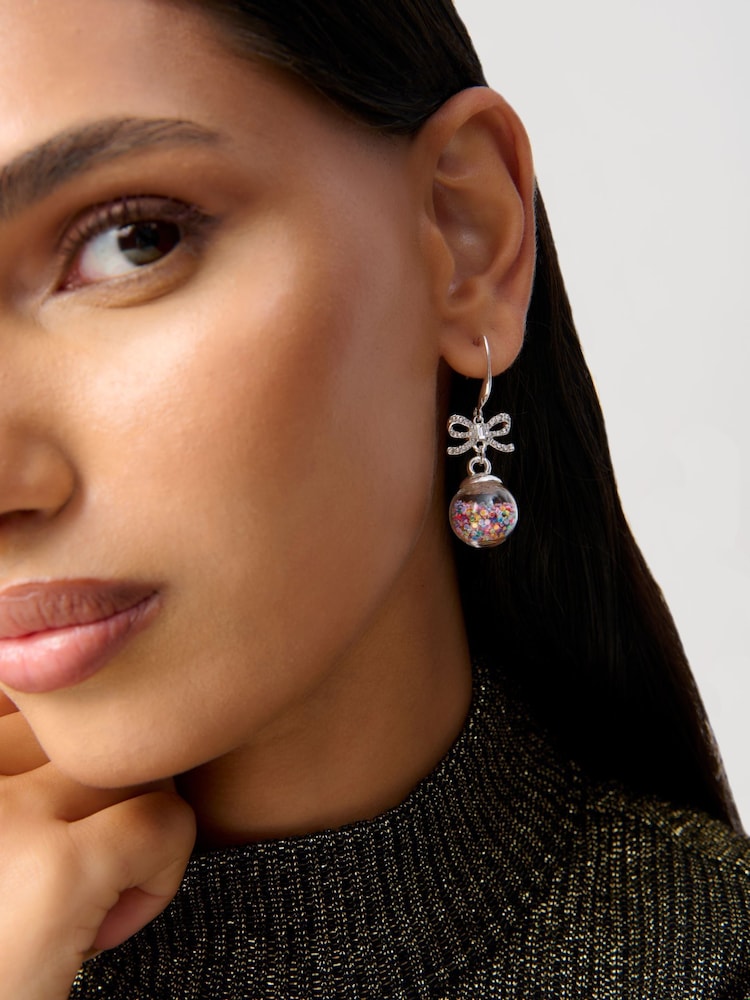 Aela Silver Tone Christmas Shaker Bauble Drop Earrings - Image 3 of 3