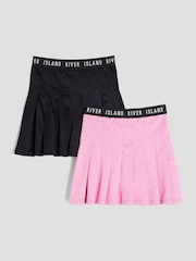 River Island Pink Girls Pleated Waist Band Skirts 2 Pack - Image 1 of 4