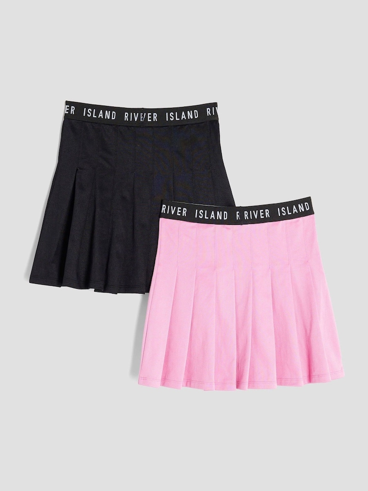 River Island Pink Girls Pleated Waist Band Skirts 2 Pack - Image 2 of 4