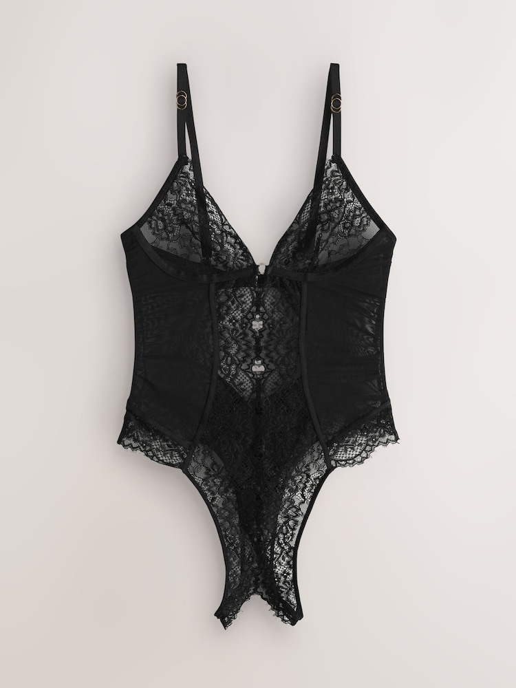 Black Glamour Crotchless Bodysuit - Image 1 of 4 Black Glamour Crotchless Bodysuit - Image 1 of 4