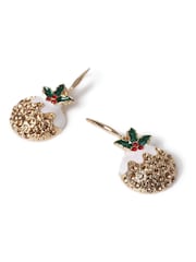 Aela Gold Tone Christmas Pudding Drop Earrings - Image 2 of 3