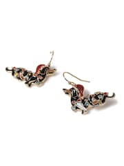 Aela Christmas Dachshund Drop Black Earrings - Image 2 of 2