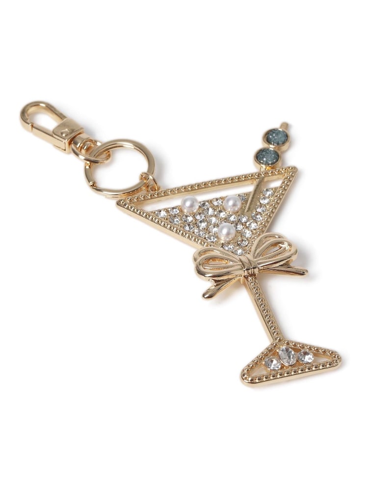 Aela Gold Tone Christmas Champagne Bag Charm - Image 2 of 2
