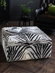 Rockett St George Zebra Woven Black & Cream Sedona Storage Ottoman - Image 1 of 11