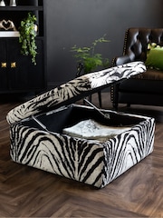 Rockett St George Zebra Woven Black & Cream Sedona Storage Ottoman - Image 2 of 11