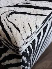 Rockett St George Zebra Woven Black & Cream Sedona Storage Ottoman - Image 6 of 11