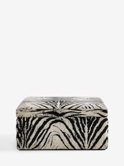 Rockett St George Zebra Woven Black & Cream Sedona Storage Ottoman - Image 8 of 11
