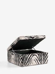 Rockett St George Zebra Woven Black & Cream Sedona Storage Ottoman - Image 9 of 11