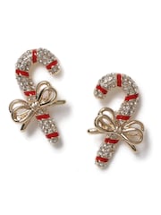 Aela Red Christmas Candy Cane Drop Earrings - Image 1 of 3