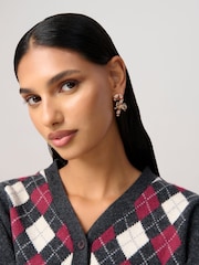 Aela Red Christmas Candy Cane Drop Earrings - Image 3 of 3