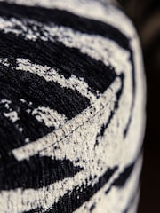 Rockett St George Zebra Woven Black & Cream Munroe Tassel Stool - Image 3 of 6
