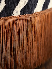 Rockett St George Zebra Woven Black & Cream Munroe Tassel Stool - Image 4 of 6