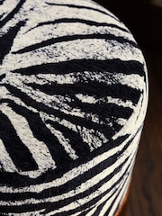 Rockett St George Zebra Woven Black & Cream Munroe Tassel Stool - Image 5 of 6