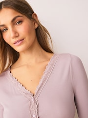 ורוד עדין - קרדיגן שכבת בסיס תרמי עם עיטור תחרה - תמונה 4 מתוך 7