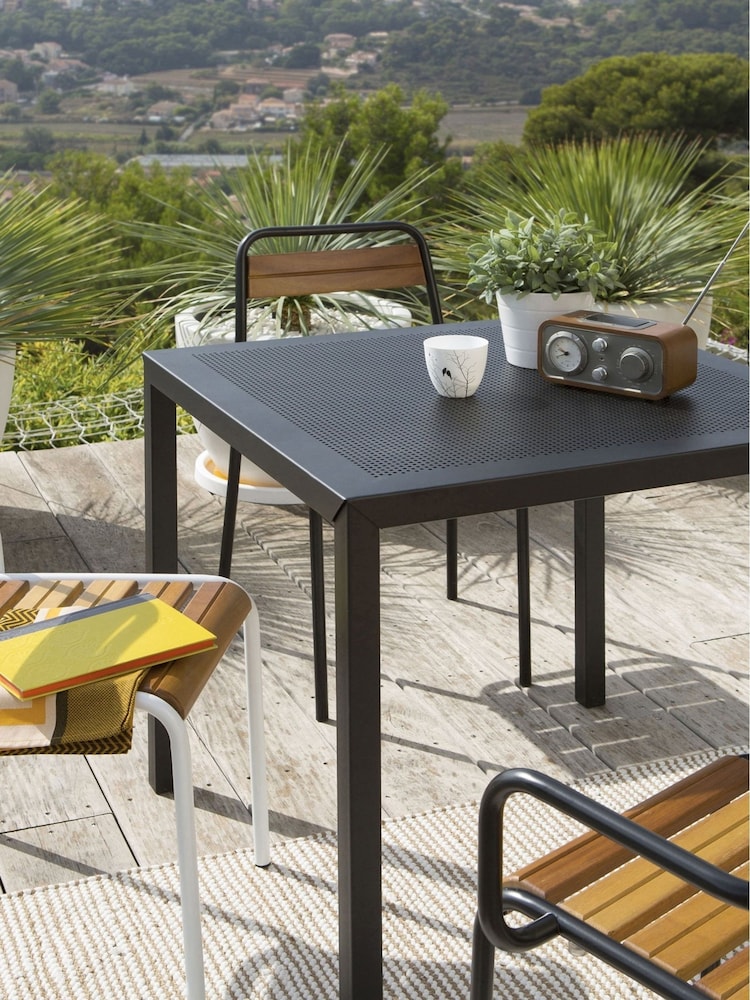 La Redoute Intérieurs Black Choe Square Perforated Metal Garden Table - Image 1 of 3