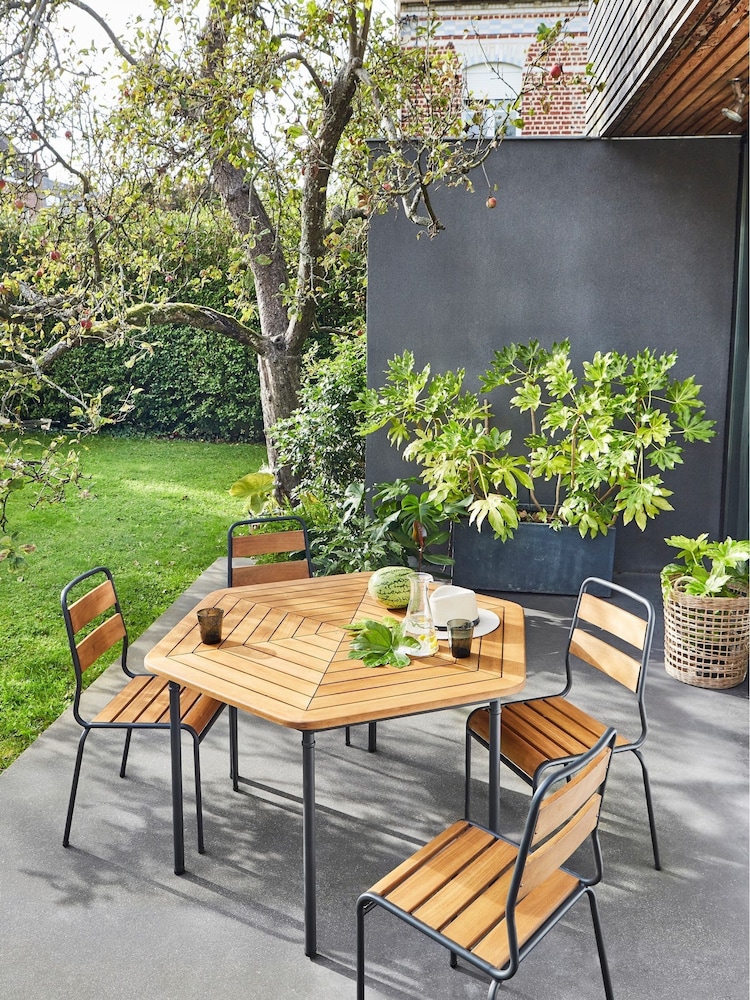 La Redoute Intérieurs Set of 2 Acacia Black Juragley Garden Chairs - Image 1 of 4