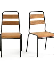 La Redoute Intérieurs Set of 2 Acacia Black Juragley Garden Chairs - Image 2 of 4