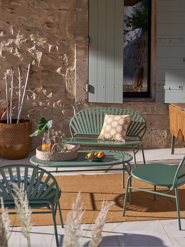 La Redoute Intérieurs Set of 2 Khaki Solale Metal Garden Armchairs - Image 1 of 5