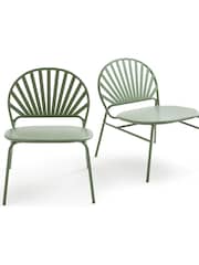 La Redoute Intérieurs Set of 2 Khaki Solale Metal Garden Armchairs - Image 2 of 5