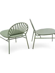 La Redoute Intérieurs Set of 2 Khaki Solale Metal Garden Armchairs - Image 3 of 5