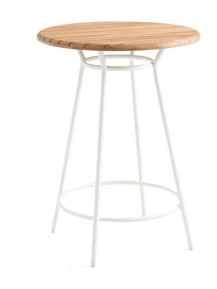 La Redoute Intérieurs White Natural Chassagne Teak & Aluminium Garden Bar Table - Image 2 of 5