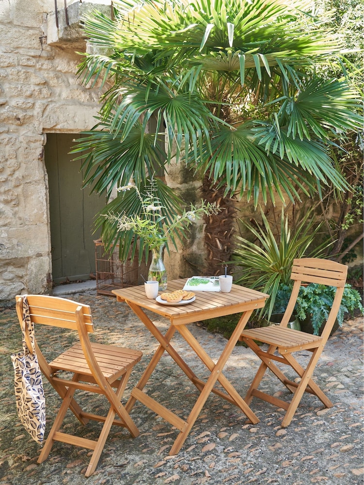 La Redoute Intérieurs Acacia Garden Foldable Acacia Dining Set 3 Piece - Image 1 of 4