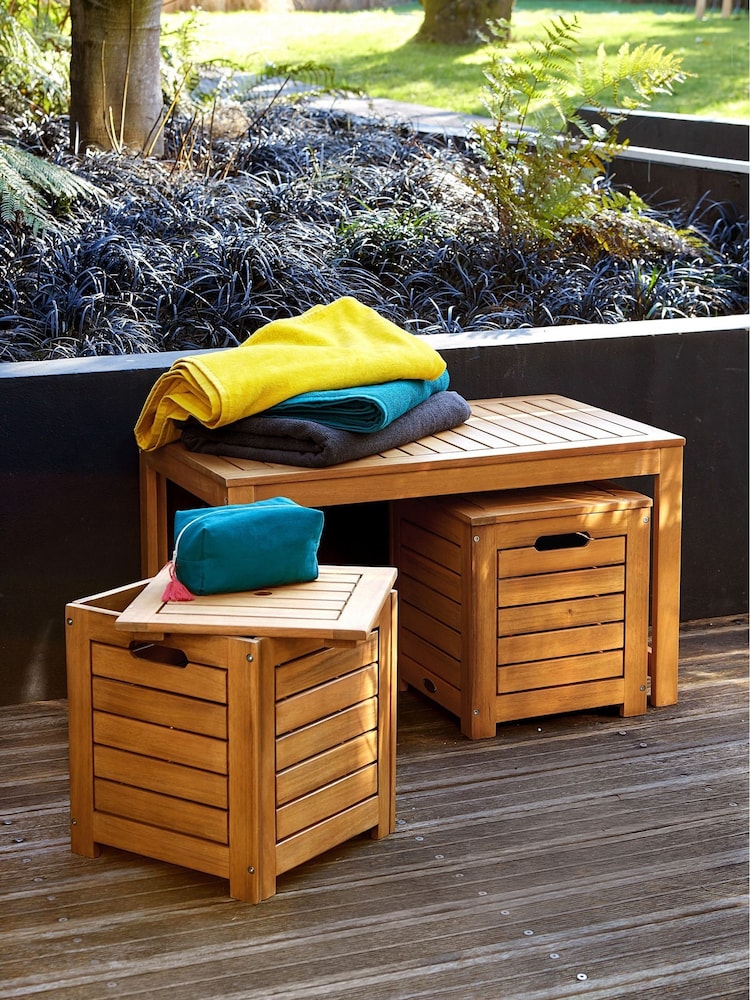La Redoute Intérieurs Acacia Garden Bench and Storage Chest Set - Image 1 of 6
