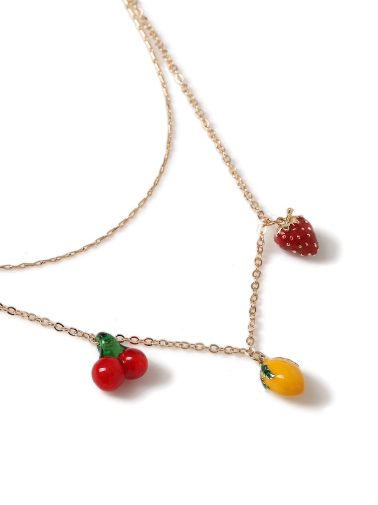 Aela Gold Tone Fruit Charm Necklace - Image 1 of 1