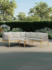 Charles Bentley Grey Almada Rope Weave 4 Seater Corner Lounge Set - Image 1 of 6