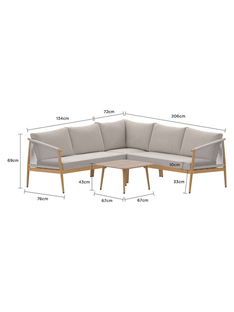 Charles Bentley Grey Almada Rope Weave 4 Seater Corner Lounge Set - Image 2 of 6