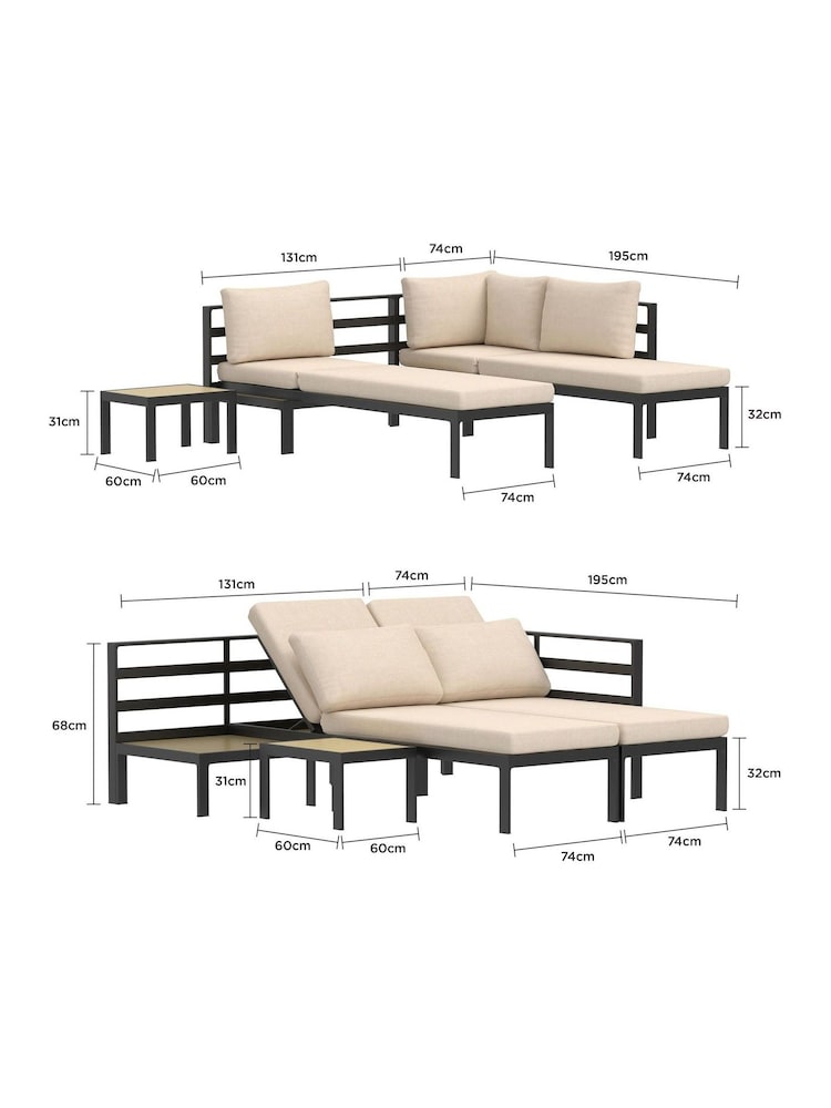 Charles Bentley Beige Lagos Modular Aluminium Lounge Set 4 PC - Image 6 of 6