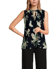 Lands' End Black Linen Blend Sleeveless Blouse - Image 3 of 5