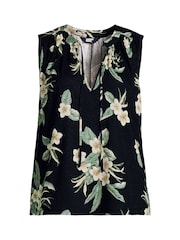Lands' End Black Linen Blend Sleeveless Blouse - Image 4 of 5