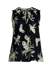 Lands' End Black Linen Blend Sleeveless Blouse - Image 5 of 5