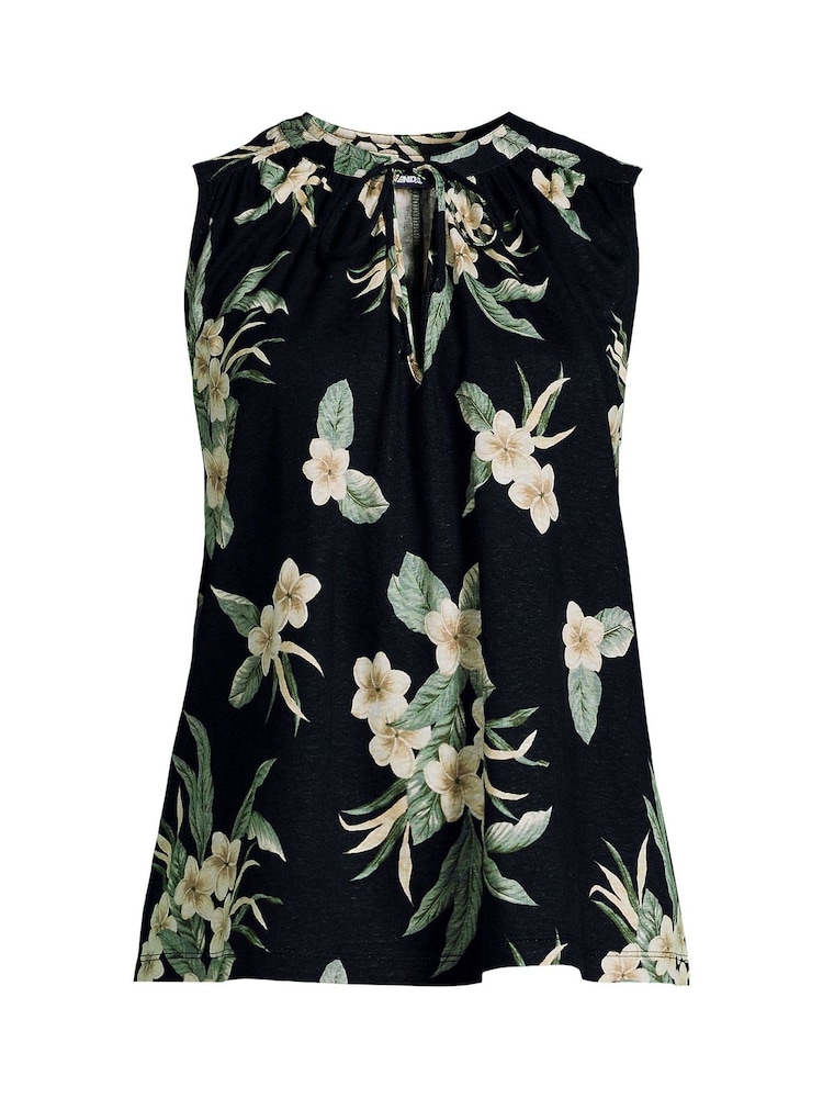 Lands' End Black Linen Blend Sleeveless Blouse - Image 5 of 5