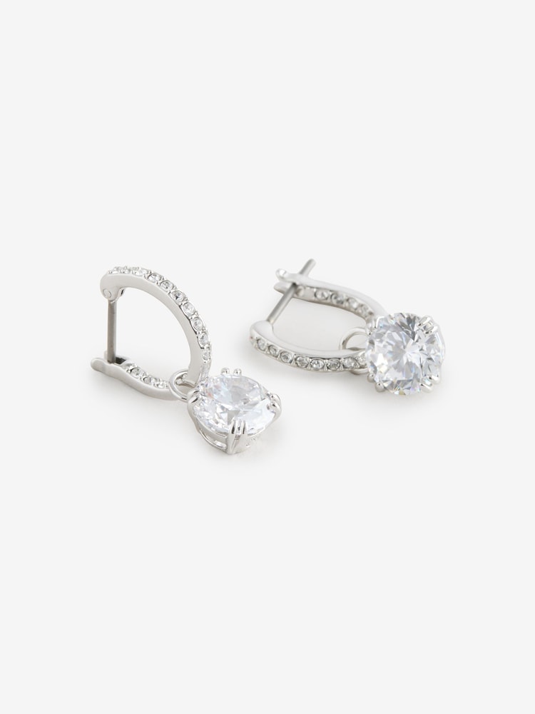 Silber - Swarovski Stilla Drop Round Cut Earrings - Bild 1 von 3