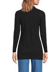 Lands' End Black Ribbed Long Sleeve Polo Shirt - Image 2 of 3
