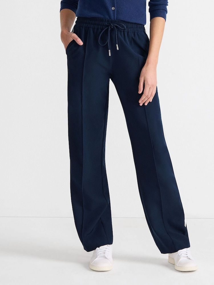 Lands' End Blue Wide Leg Sporty 100% Cotton Trousers - Image 1 of 4 Lands' End Blue Wide Leg Sporty 100% Cotton Trousers - Image 1 of 4