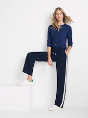 Lands' End Blue Wide Leg Sporty 100% Cotton Trousers - Image 3 of 4