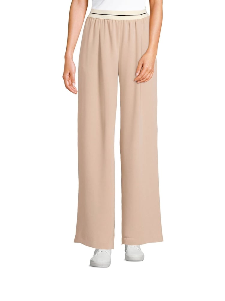 Lands' End Natural Wide Leg Sporty 100% Cotton Trousers - Image 1 of 3 Lands' End Natural Wide Leg Sporty 100% Cotton Trousers - Image 1 of 3