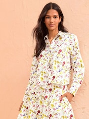 Lands' End White Cropped Ruffle 100% Cotton Shirt - Image 1 of 4