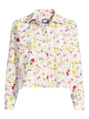 Lands' End White Cropped Ruffle 100% Cotton Shirt - Image 4 of 4