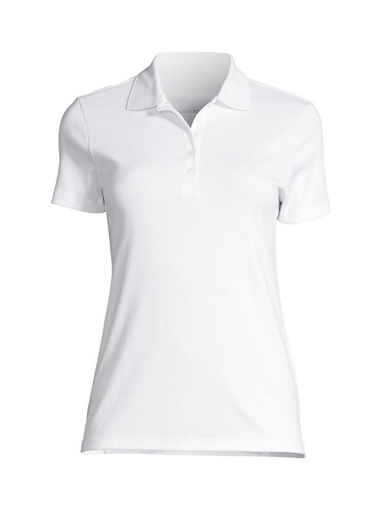 Lands' End White 100% Cotton Short Sleeve Supima Polo Shirt - Image 5 of 5