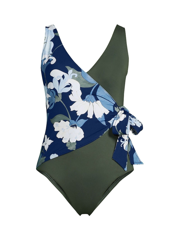 Lands' End Green Tummy Control Wrap Swimsuit - Image 4 of 4
