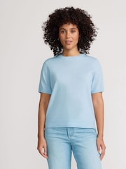 Lands' End Blue Short Sleeve Merino Jumper - Image 1 of 4