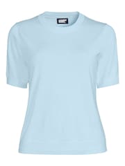 Lands' End Blue Short Sleeve Merino Jumper - Image 4 of 4
