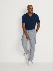 Lands' End Blue 100% Cotton Johnny Collar Polo Shirt - Image 5 of 6