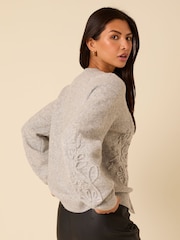 Nobodys Child Grey Embroidery Mix Crew Neck Cardigan - Image 2 of 5